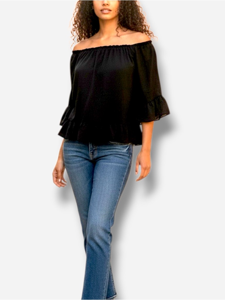 New Black Ruffle Blouse Top Small Bar Iii